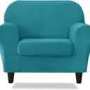 Stretch 2 Pieces Stretch Armchair Covers, 1 Seater Chair Slipcovers, Washable Furniture Protector (Turquoise)