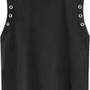 Remidoo Women's Cap Sleeve Tank Tops Loose Fit Grommet Punk Sleeveless Shirts Black X-Large (Black, XL)