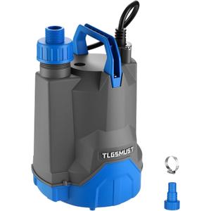 Submersible Water Pump, 1/3 HP 2450GPH Utility Pump Thermoplastic Electric Portable Transfer Water Pump for Swimming Pool Basement Flood Garden Pond Draining, Blue