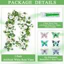 2 Pack Artificial White Rose Vines - 11.8ft Flexible Garland for Wedding Arch, Wall Vines & Table Decor | Faux Flower Vines