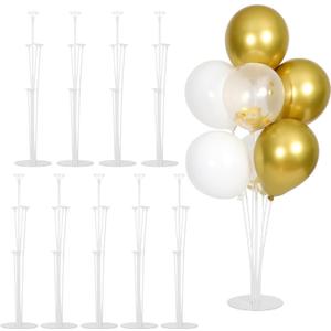 10 Sets Balloon Stand Kit, Balloon Sticks Holder with Base Birthday Wedding Graduation Party Decortaions Table Centerpieces Balloon Arch kit