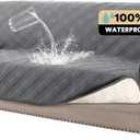 PrinceDeco 100% Waterproof Couch Cover for 3 Cushion Couch Sofa Pet Friendly Non-Slip Couch Cover for Dogs Washable Water Resistant Furniture Protector with Elastic Straps(XL Sofa 78", Grey)