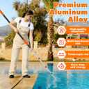 LAANPOLE Telescopic Pool Pole, 16ft Heavy Duty Swimming Pool Pole, Adjustable Pool Cleaning Pole for Skimmer Nets, Vacuum Heads and Brushes