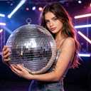 16inch Disco Ball Mirror Balls Large Hanging Disco Balls for Party Decorations, Weddings, Events, (16inch Disco Ball x 1pc, Replacement Mirror x 15pcs)