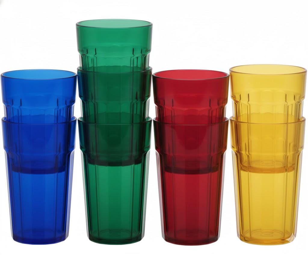 Honla 10 oz Small Drinking Glasses,BPA Free Cups,Unbreakable Plastic Tumblers,Set of 10 Highball Water Juice Cups for Kids/Adults in 5 Assorted Colors,Dishwasher Safe