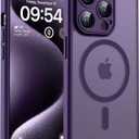 TOCOL Magnetic for iPhone 15 Pro Max Case, Upgraded Full Camera Protection, Compatible with Magsafe, Drop Protection, Translucent Matte Back Bumper Phone Cover 6.7-InchMidnight Purple