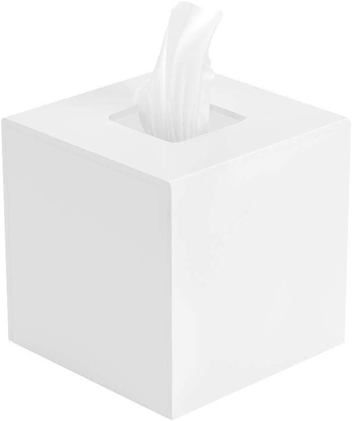 FEMELI Tissue Box Cover,Square Acrylic Tissues Paper Holder for Bathroom Bedroom Office,White (5.5x5.5x5.5inch(LxWxH))