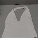 ForeFair Women Sexy Halter Deep V Neck Backless Crop Tank Top Open Back Sleeveless Slim Fit Y2k Summer Tops (Small, White)