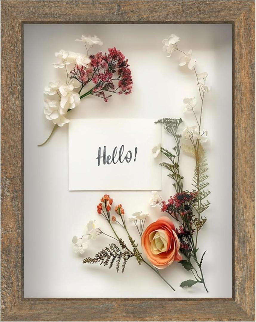 FrameWorks 8.5x11 Driftwood Wooden Shadow Box Frame  Soft Felt Back, Tempered Glass, and Included Elegant White Ball Push Pins (Brown) FrameWorks 8.5x11 Driftwood Wooden Shadow Box Frame  Soft Felt Back, Tempered Glass, and Included Elegant White Ball Push Pins (Brown)