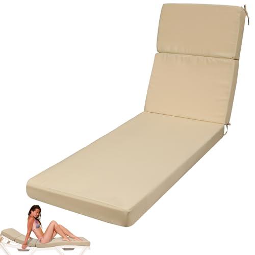 SmoothNovelty 1 Pcs Indoor Outdoor Chaise Lounge Cushions Sponge Bench Outdoor Furniture Chaise Cushions Patio Chair Furniture Replacement (Beige)