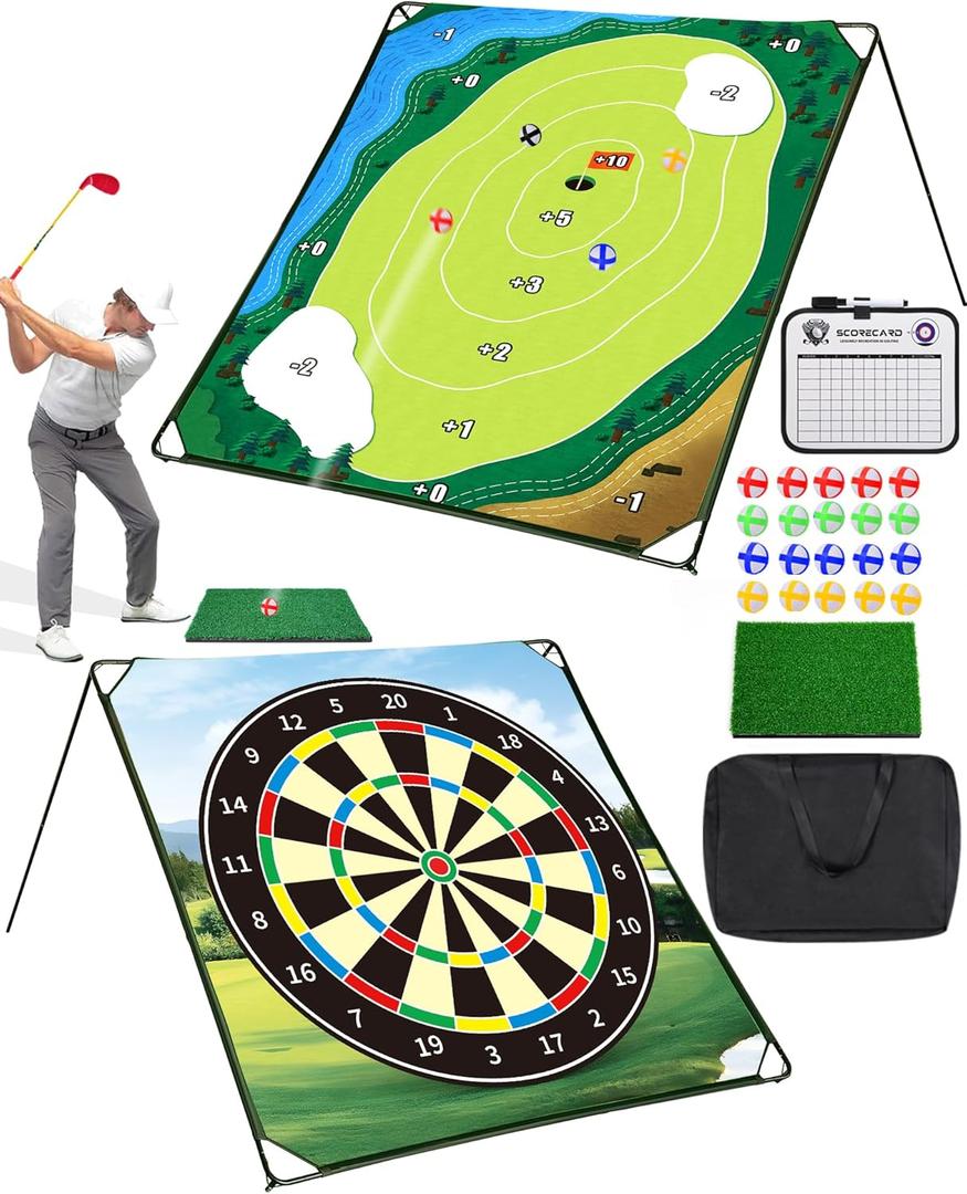 HOTWIND Golf Chipping Game Set with 71"x71" Double-Sided Chipping Mat & Sticky Balls Fun Indoor and Outdoor Backyard Games for Adults Perfect Golf Gifts - Golf Clubs are Not Included