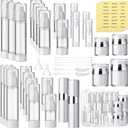 Meanplan 43 Pack Airless Pump Jars Set 1.7/1/0.7/0.5/0.34/0.17oz Clear Skincare Containers with Label Bag Refillable Makeup Skincare Travel Size Empty Bottles for Toiletries, Lotion, Liquid, Cream