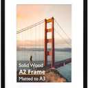 KINLINK A2 Picture Frame, Black Solid Wood Frame with Acrylic Plexiglass 16.5 x 23.5 Frame for Pictures A3 with Mat or A2 without Mat, Wall Mounting Display Photo Frame 1 Pack