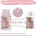 PartyHooman 1st Birthday Photo Banner for Baby from Newborn to 12 Months, 1st Birthday Decorations Girl Monthly Milestones Garland | 1 Year Old First Photo Banner Pre-strung with Frame (Rose Gold)