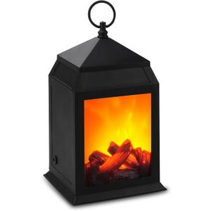 Bestview Fireplace Lanterns Decorative,Small Fake Fireplace,USB Rechargeable Battery Powered LED Flame Effect Fire Lamp for Indoor & Outdoor Christmas Decoration (No Heater Function Black)