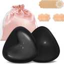 Sticky Bras Push Up Invisible Adhesive Bra, Reusable Silicone Backless Strapless Bra with Nipple Covers (Style C-black)