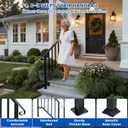 Hand Rails for Outdoor Steps-Adjustable Angle 3-4 Steps Stair Handrail-Galvanized Alloy steel-600 lb LC-Indoor Stair Railing Kit-Waterproof Exterior Porch Railing-Deck HandRail for Concrete Wood Step