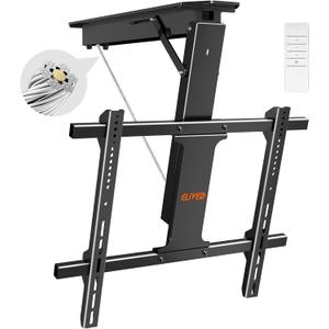 ELIVED Motorized Ceiling TV Mount for 40-70 Inch tvs up to 88 lbs, Electric Ceiling TV Mount with Remote & Adjustable Tilt, Drop Down Ceiling Mount for Flat and Pitched Roofs, Max VESA 600x500mm.