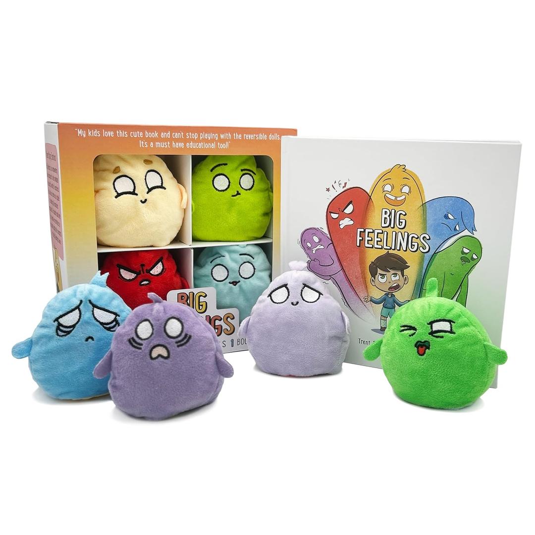 Big Feelings - A Social Emotional Learning Book for Kids with Reversible Plushies to Spot your Feelings (Children's Emotion Books, Books for 3 Year Olds, Kindergarten, Activities, Play Therapy Toys)