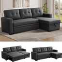 Reversible Sectional Sleeper Sofa with Pull Out Couch Bed, Convertible L-Shaped Sof w/Storage Chaise, Comfy Modular Corner Sofa&Couch, Sofa Cama para Sala for Living Room Apartment Office Furniture