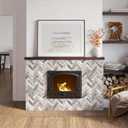 Yipscazo 10 Sheets Wood Grain Herringbone Peel and Stick Backsplash for Kitchen Walls,Heat Resistant Stick on Backsplash PVC Tiles,Waterproof Peel and Stick Tile for Bathroom&Shower