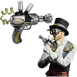 Nicky Bigs Novelties Cosplay Steampunk Ray Gun - Small Fake Space Pirate Gun Blaster Prop - Steam Punk Plastic Weapons - Halloween Costume Accessory