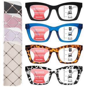 SIGVAN Progressive Multifocus Reading Glasses for Women Men Blue Light Blocking Spring Hinge Computer Multifocal Readers (4 Mix-1, 2.75)