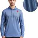 MICHEL ROUEN Golf Shirts for Men Short Sleeve Lightweight Quick Dry Pin Striped Casual Collared Polo Shirts (Blue, XXXL)