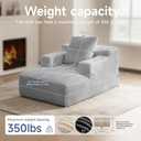 45'' Chaise Lounge Chair Indoor, Corduroy Upholstered Boneless Sofa Bed, Deep Seat Sleeper Couch Reading Chairs, Small Comfy Cloud Sofas Couches for Living Room, Bedroom, Movie Room (LightGray)