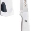 Farberware Edgekeeper Triple Riveted Paring Knife with Self-Sharpening Blade Cover, High Carbon-Stainless Steel Kitchen Knife with Ergonomic Handle, Razor-Sharp Knife, 3.5 Inch, White