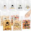 Sinload 100 Pcs Graduation Gift Bags Grad Treat Bags with Handles Transparent Sealed Bag Resealable Congrats Grad Plastic Bag for Graduation Theme Party Favors Candy Gift Wrap Supplies Decoration