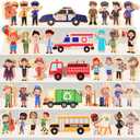 40 Pcs Wooden Community Helpers Little People Figures Occupations Wooden Blocks Professionals Kids Pretend Play Toys Multicultural Career Figurines Educational Activity Social Learning Supplies