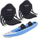 Deluxe Padded Kayak Seat with Adjustable Backrest - Universal Fit for Canoe, Fishing Boat & More (2 Pack Black)