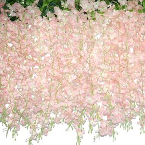 ZINHO 60 Branches Wisteria Hanging Flowers, Artificial Pink Wisteria Flowers Garland for Wedding Arch Ceremony Party Garden Home Backdrop Decor