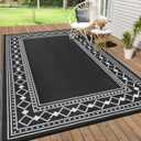 Garvee Modern Geometric Outdoor Rug 9x18, Stylish Reversible Waterproof Floor Mat for Patio Furniture, Deck, Poolside, Camping, RV, Balcony and Backyard Decor