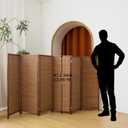 6 Panel Short Panel Divider Screen,3.95 FT Tall Bamboo Room Divider Folding Privacy Screen,Short Panel Divider Freestanding Room Divider for Room Seperation,Brown