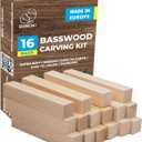 BeaverCraft Basswood Carving Blocks BW16 pcs - Soft Whittling Wood Carving Kit for Beginners - Unfinished Wooden Block Set - Basswood for Crafts