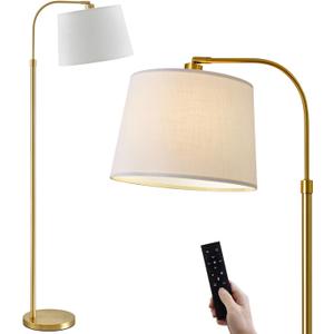 Oneach 62" Arc Floor Lamp for Living Rooms, Gold Tall Standing Lamps with Remote and Stepless Dimmable Bulb, Modern Reading Light for Bedrooms Corner Nursery Kid Office (Bulb Included) (Gold - Remote Control)