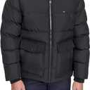 Tommy Hilfiger mens Hooded Puffer With Patch Pockets (Large, Black)