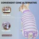 Sebdtico Recovery Suit for Dogs,Dog Surgery Suit Female Spay,Soft Dog Onesie for Surgery Female,Dog Cone Alternative Surgical Recovery Suit Female, Abdominal Wounds Licking Anti Suit for Dogs, Striped Purple, L(Back17-18.7"Chest21.3-24.3"Weight 25-35.5lb)