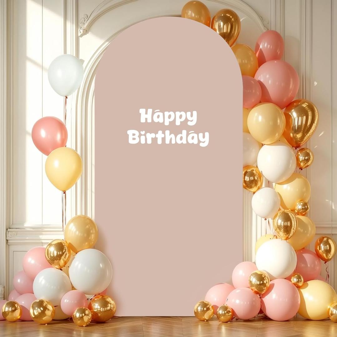 7.2FT Nude Arch Backdrop Cover,Spandex Fitted Wedding Arch Stand Covers Round Top Chiara Arch Covers Stretchy Backdrop for Birthday Party Ceremony Banquet Decoration