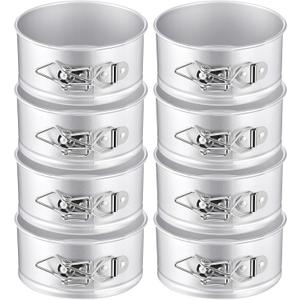 Sunnyray 8 Pcs 4 Inch Springform Pan for Baking Mini Cheesecake Pans with Removable Bottom Nonstick Leakproof Round Cake Mold Spring Form Molds for Mini Cheesecake Pizza and Quiches (Silver)