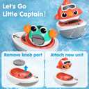 iPlay, iLearn Baby Bath Toy for Toddlers 1-3, Kids Bathtub Water Toy Set 6 8 9 12 Month W/ Shower Cup, Crab, Bird, Cloud & Wind Up Boat, Infant Fun Summer Pool Birthday Gift 2 3 4 Year Old Boys Girls