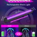 4 Pack Rechargeable Black Light Bar, 5000mAh Large Capacity Battery Powered Black Lights for Glow Party, Portable Blacklight Party Supplies for Uranium Glass, Fluorescent Poster, Bedroom, Halloween