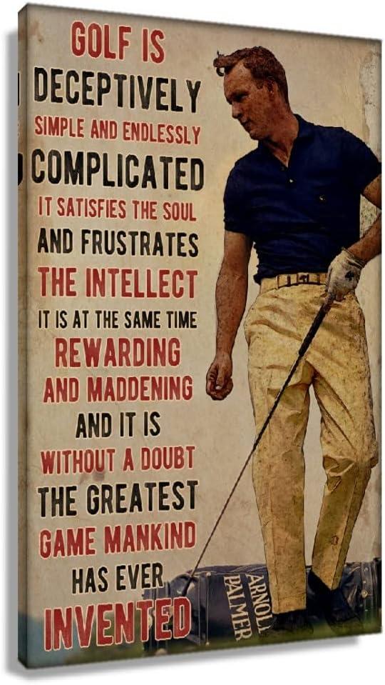 Framed Golf Wall Art Sports Quote Poster Canvas Saying Vintage Golf Art Print Sport Spiritual Quotes Pictures Wall Painting Themed Decor,Ready to Hang Framed (16x24inch) (16L" x 24W")