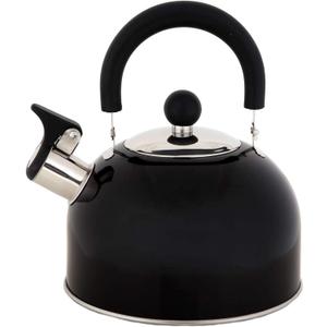 Lily's Home 2 Quart Stainless Steel Whistling Tea Kettle, the Perfect Stovetop Tea and Water Boilers for Your Home, Dorm, Condo or Apartment. (Black)
