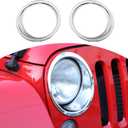 RT-TCZ for Wrangler JK Headlight Cover Trim Bezels for Jeep Wrangler JK JKU 2007-2017 Chrome Exterior Accessories 2pcs (silver)