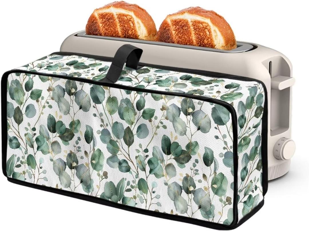 ZDCUSTOM Slim Toaster Dust Cover 2 Slice, Long Slot Toaster Oven Bread Maker Machine Stain Resistant Kitchen Small Appliance Cover Green Sage Leaf