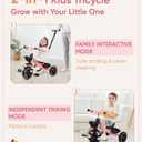 KRIDDO 2-in-1 Toddler Tricycle for Ages 18 Months to 5 Years Old - Extended Push Handle for Effortless Push, Gift Trike for Toddler 3 to 5 Year, Kids Tricycle with Foldable Front Footrest, Pink