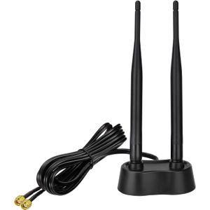 Eightwood 9dBi Dual Band WiFi Antenna 2.4GHz 5GHz RP-SMA WiFi Antennae with Magnetic Base and 6.5ft Extension Cable for PC Desktop Computer PCIe Bluetooth Wireless Network Card,WiFi Router